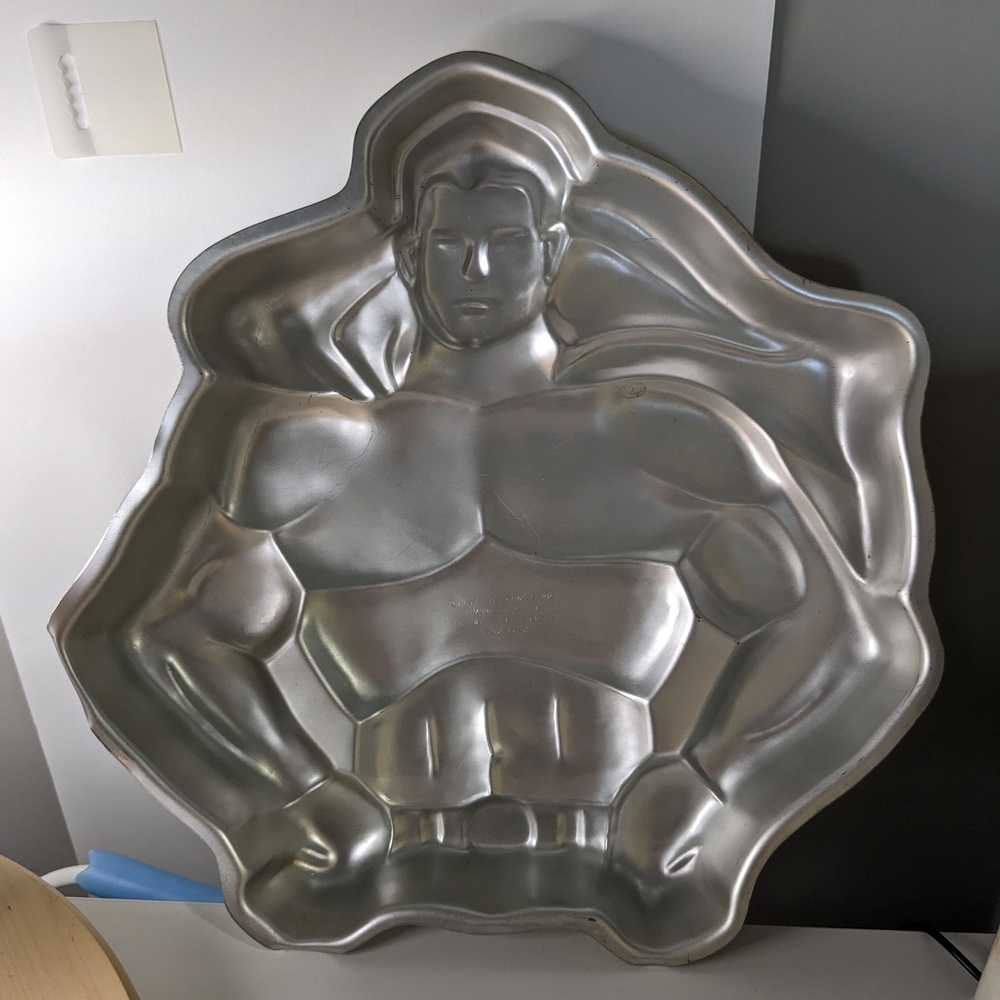 Superman Cake Aluminum Vintage DC Comics Silver Baking Mold